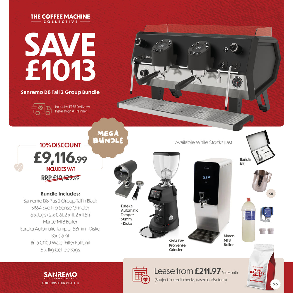 Sanremo D8 Mega Bundle - £9,116.99 (RRP £10,129.99) inc vat SAVING £1,013.00 - The Coffee Machine Collective