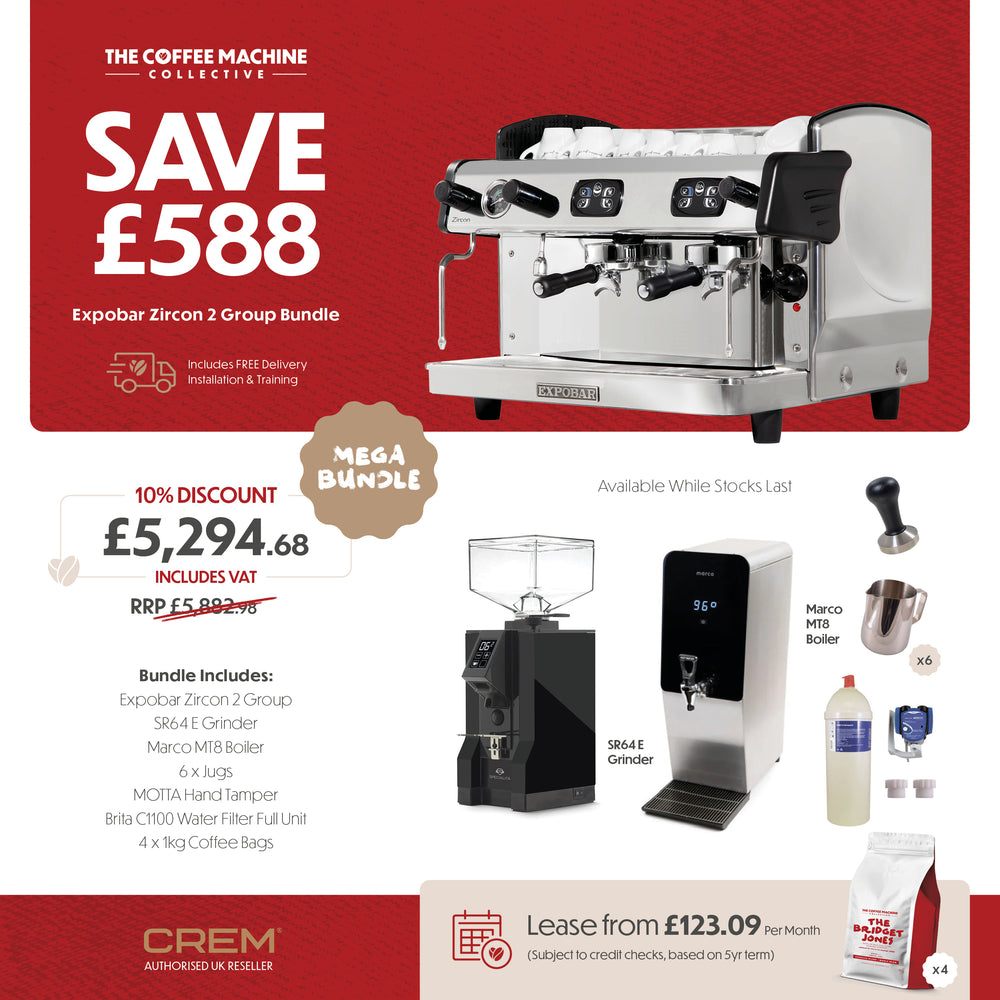 Crem Expobar Zircon Bundle - £5,294.68 (RRP £5,882.98) inc vat SAVING £588.30 - The Coffee Machine Collective
